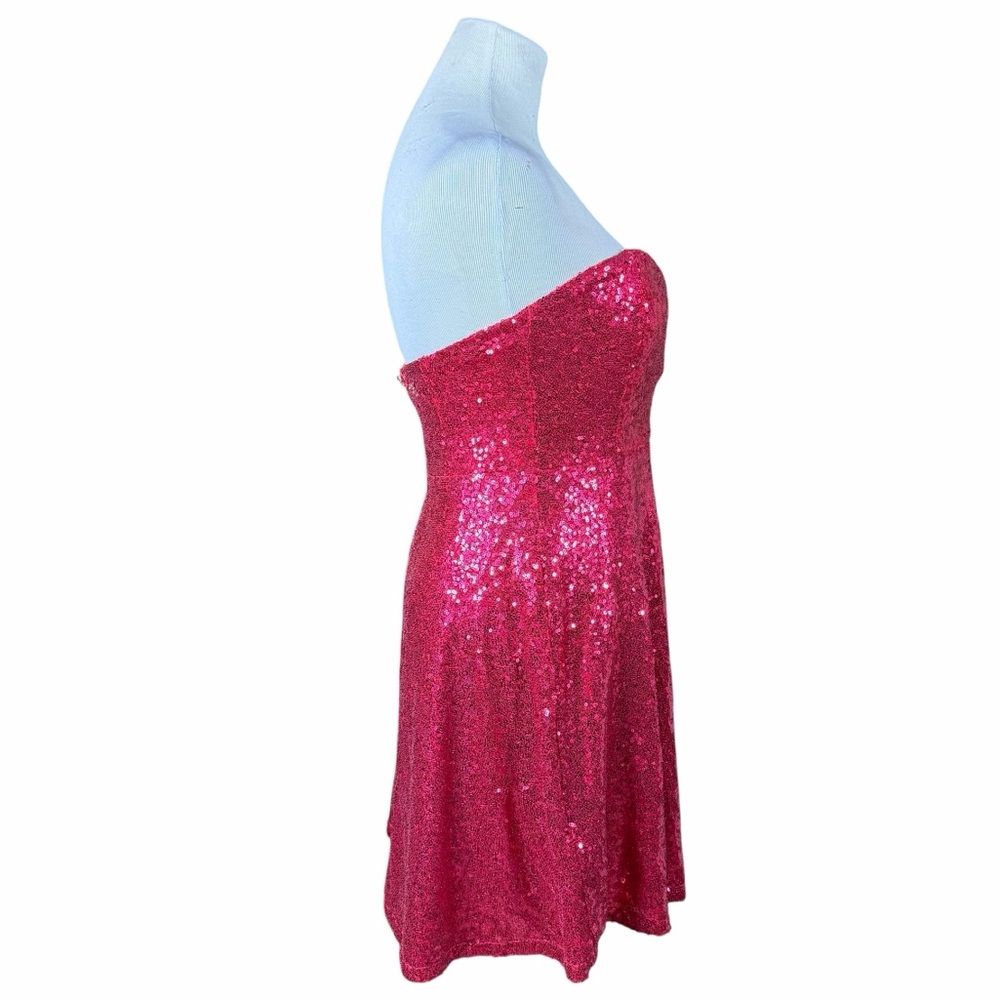 Vtg Charlotte Russe Red Sequin Sweetheart Strapless Flounce Hem Dress - Medium - Picture 5 of 14